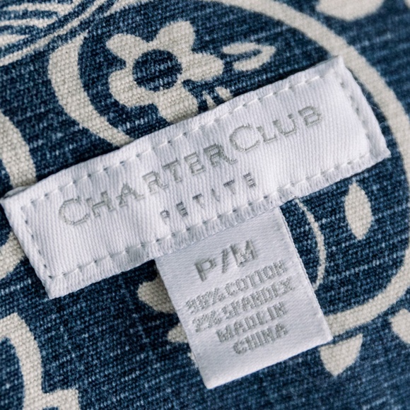 Charter Club Button Jean Jacket - Petite Medium - Blue Ivory Paisley - Picture 2 of 10